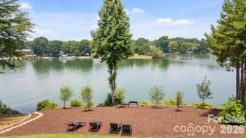 a view of a lake with a city