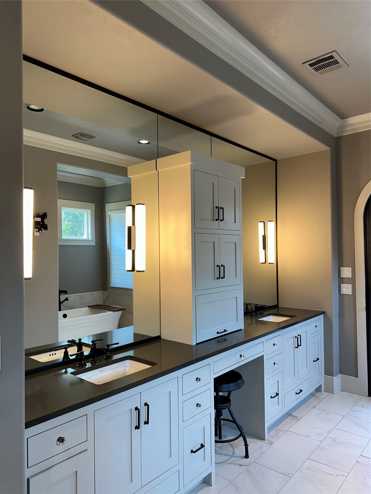 2753 Springwood Lane Georgetown, TX 78628 - Photo 19 of 40 a spacious bathroom with a granite countertop sink and a mirror