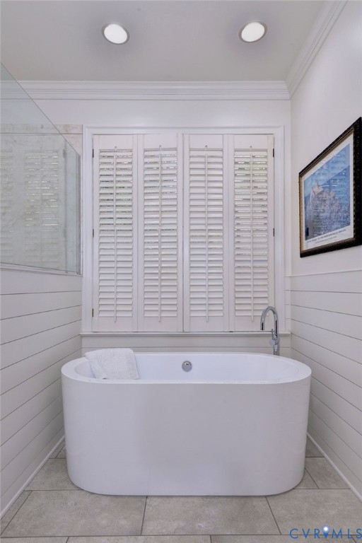 1613 River Ridge Williamsburg, VA 23185 - Photo 33 of 83 Bathroom with a freestanding tub, wood walls, crow