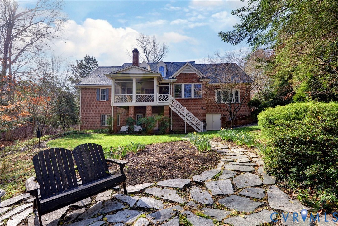 1613 River Ridge Williamsburg, VA 23185 - Photo 68 of 83 Back of house featuring a sunroom, a chimney, bric