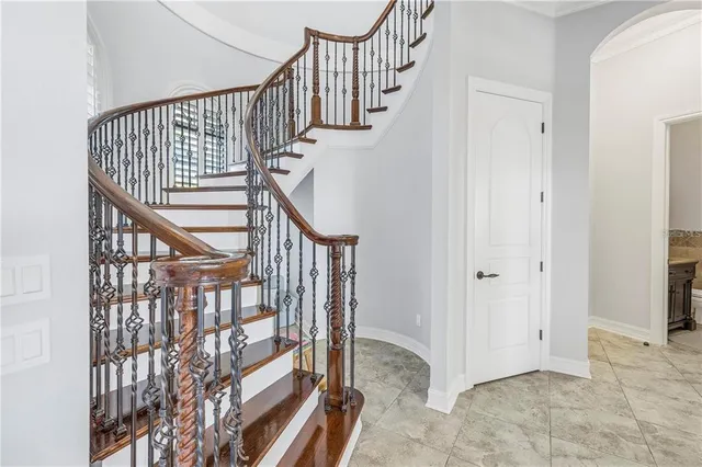 a view of entryway with wooden floor