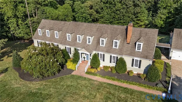 an aerial view of a house