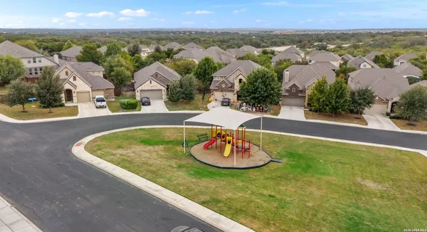 a view of a park with slide