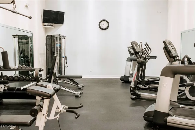 a view of a room with gym equipment