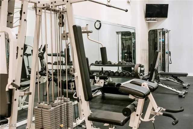 a view of a room with gym equipment
