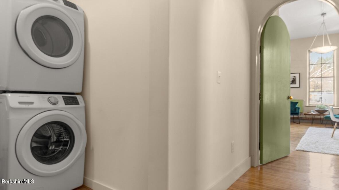 264 Main Street, Unit B Great Barrington, MA 01230 - Photo 12 of 26 a view of a hallway with washer and dryer