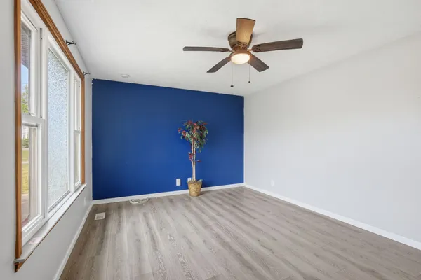 a view of a livingroom with a window