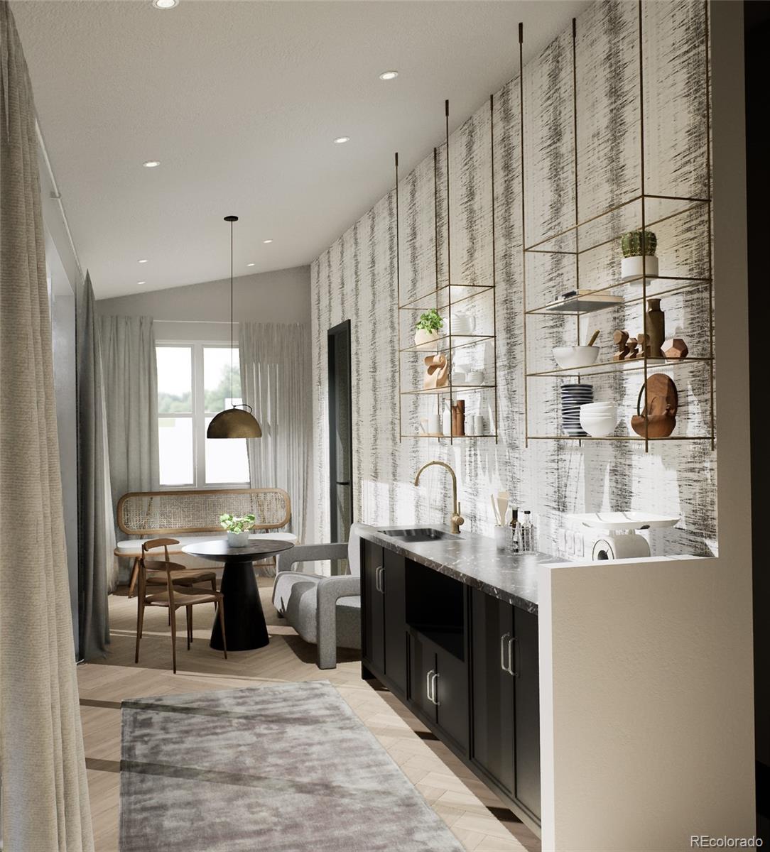 431 Acoma Street Denver, CO 80204 - Photo 9 of 18 a kitchen with kitchen island granite countertop a sink counter top space and stainless steel appliances