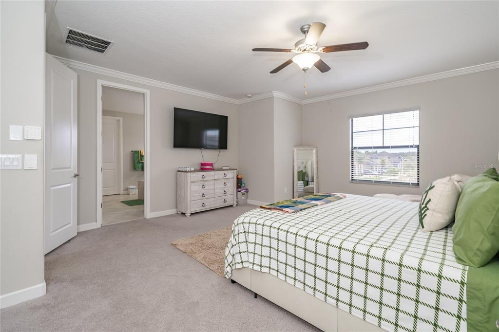 8099 Lago Mist Way Wesley Chapel, FL 33545 - Photo 22 of 56 a bedroom with a bed and a flat screen tv