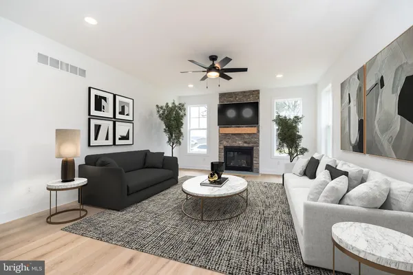 a view of a big room with closet and fan