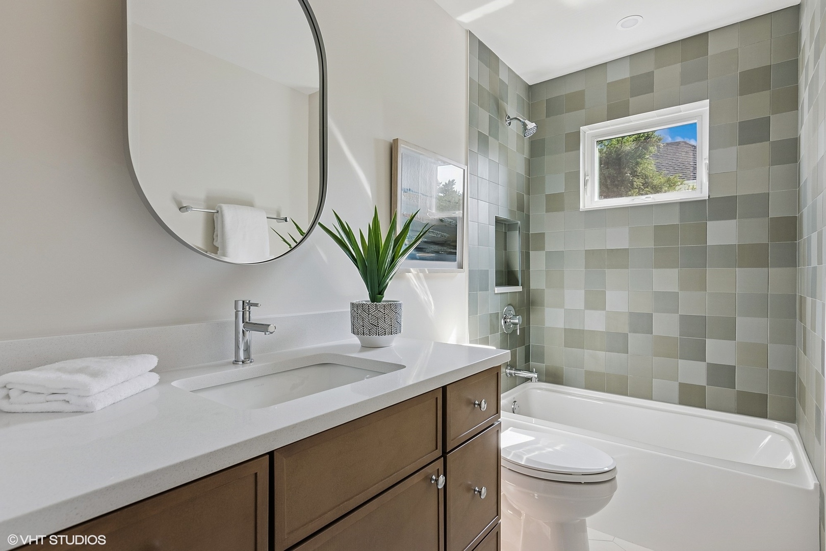 148 Geneva Road Glen Ellyn, IL 60137 - Photo 25 of 45 a bathroom with a granite countertop sink a toilet and shower