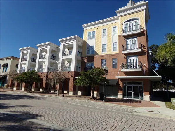 a front view of multiple houses