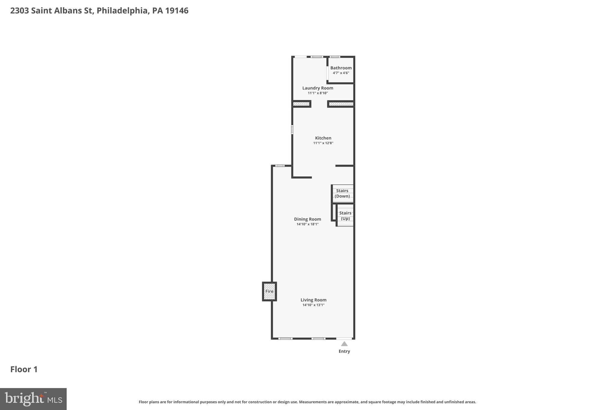2303 St Albans Street Philadelphia, PA 19146 - Photo 48 of 51 1st floor plan with living, dining, kitchen, PR