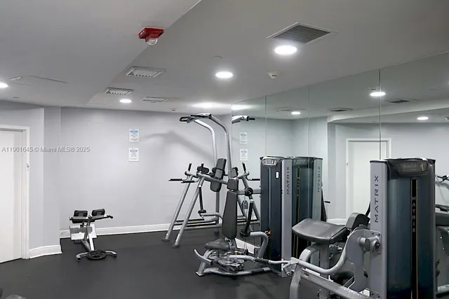 a view of a room with gym equipment