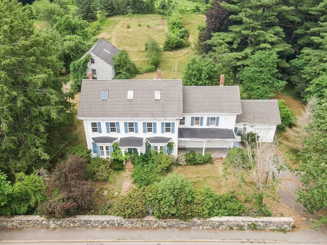 an aerial view of a house