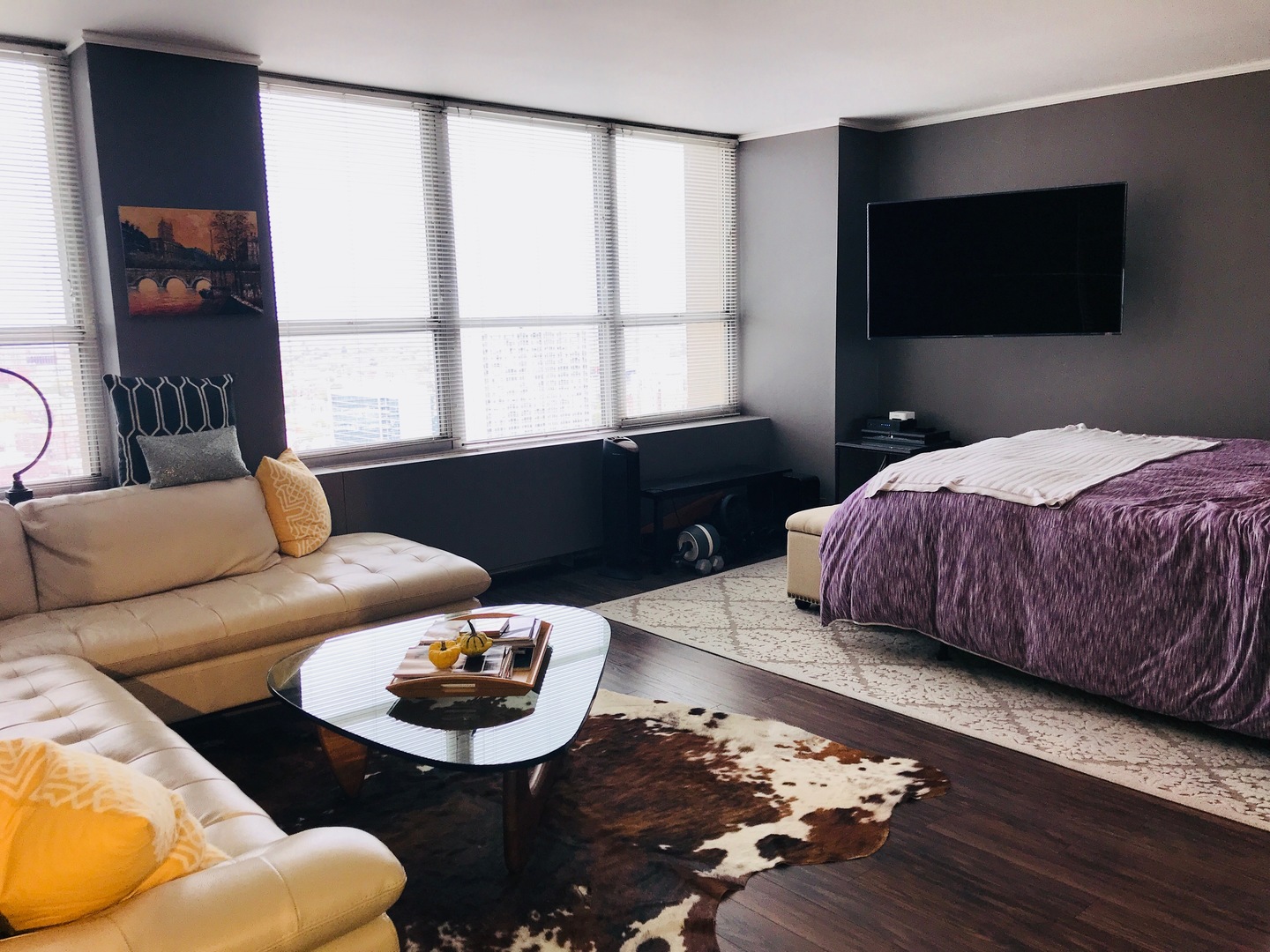655 West Irving Park Road, Unit 2911 Chicago, IL 60613 - Photo 25 of 42 a living room with furniture a flat screen tv and a large window