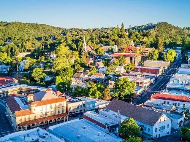 a view of a city with tall buildings