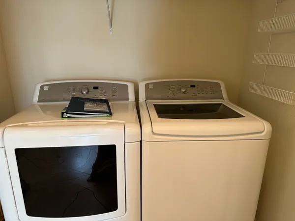 a close up view of washer and dryer