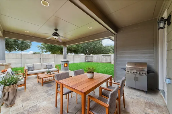 a outdoor space with furniture