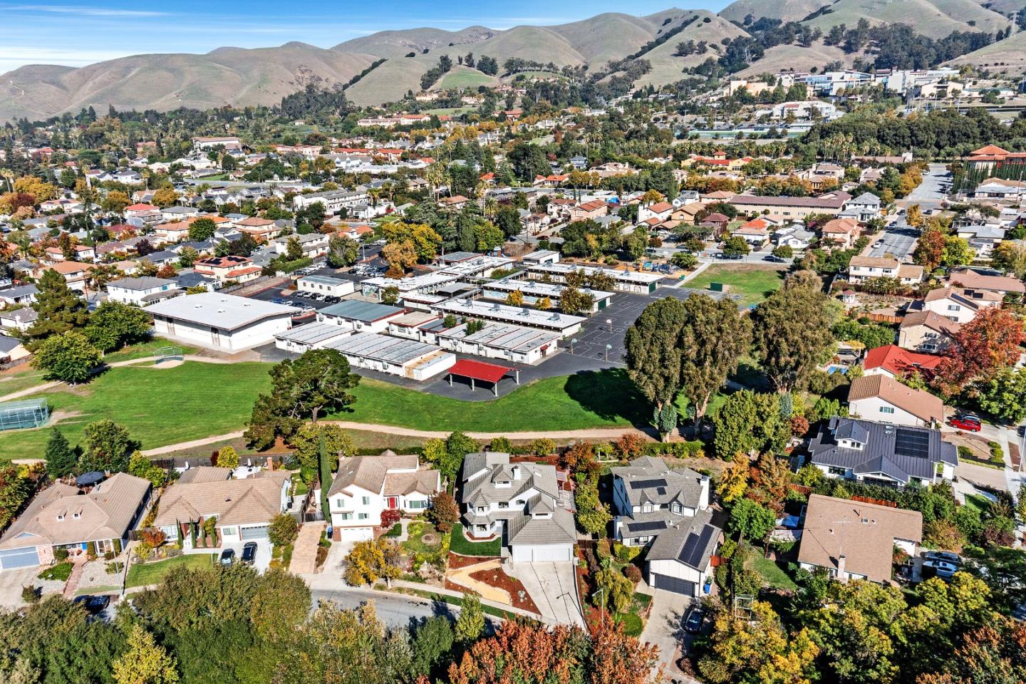 463 Becado Place Fremont, CA 94539 - Photo 69 of 74 an aerial view of residential houses with outdoor space