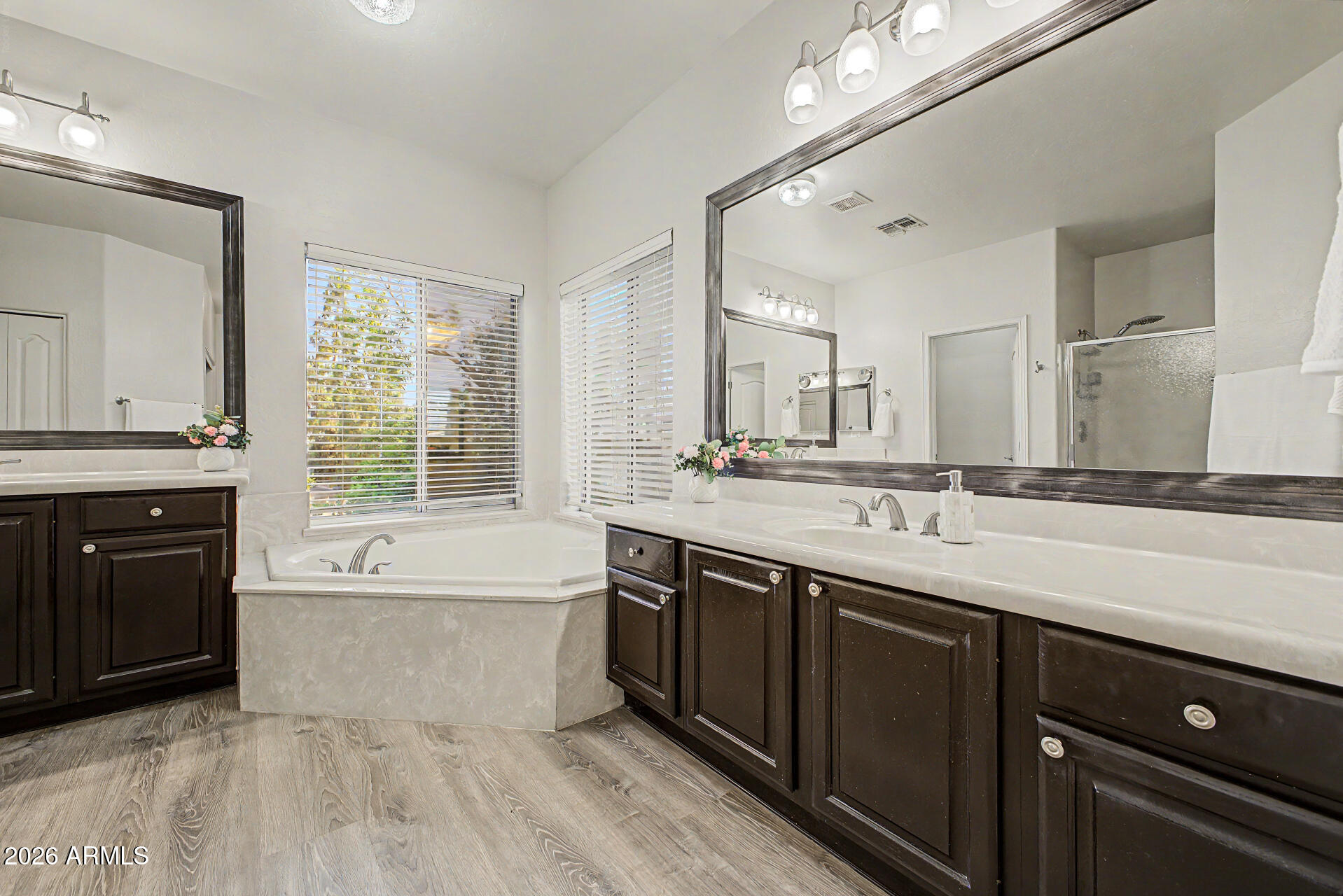 1124 North Robin Lane Mesa, AZ 85213 - Photo 14 of 87 a spacious bathroom with a tub double sink and mirror