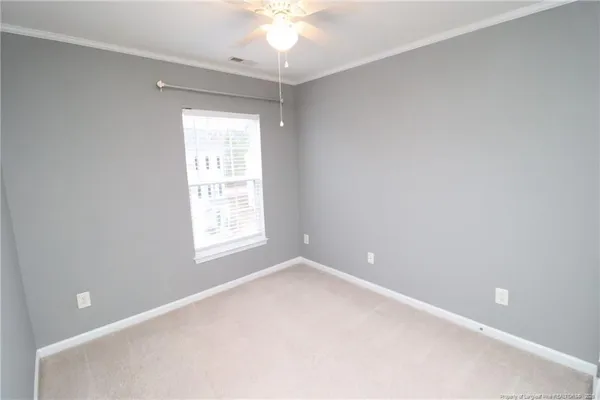 an empty room with a door