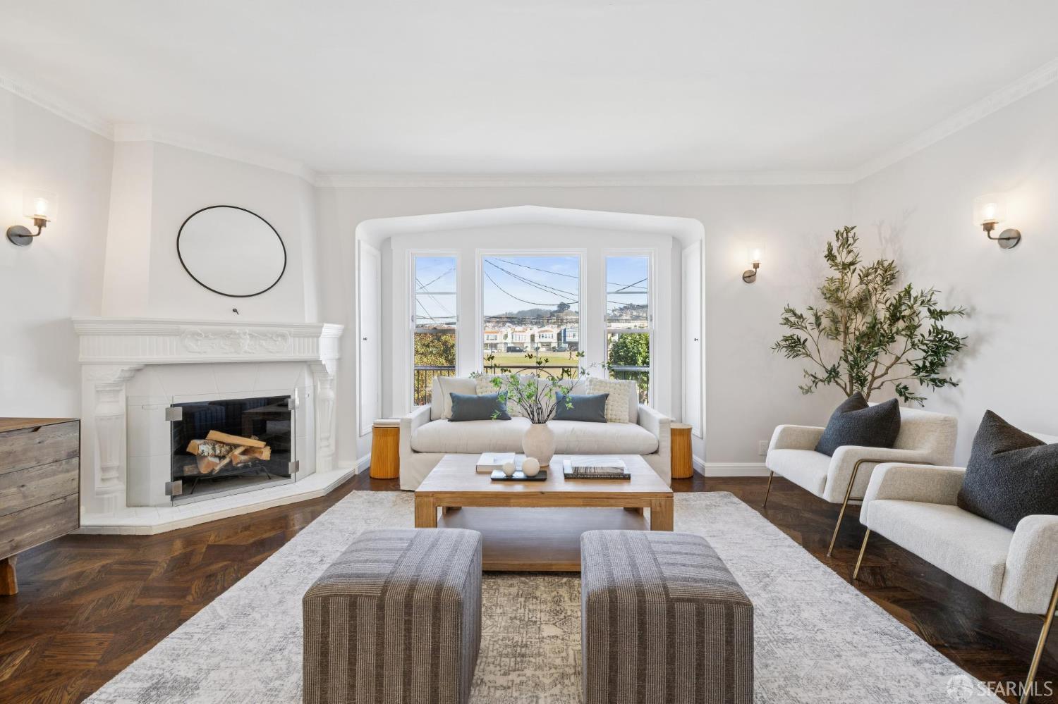 1675 29th Avenue San Francisco, CA 94122 - Photo 6 of 61 a living room with furniture and a fireplace