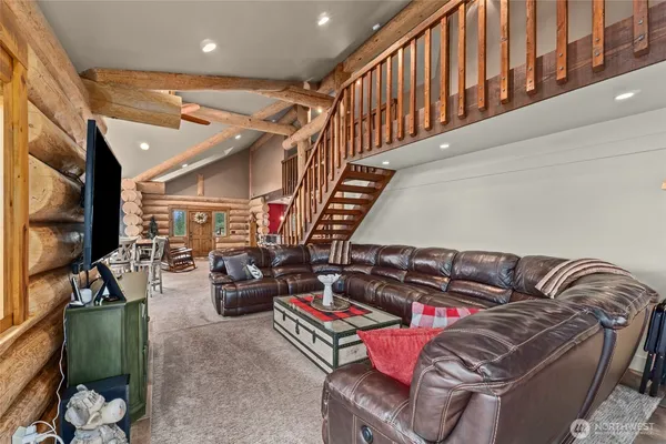 a living room with furniture