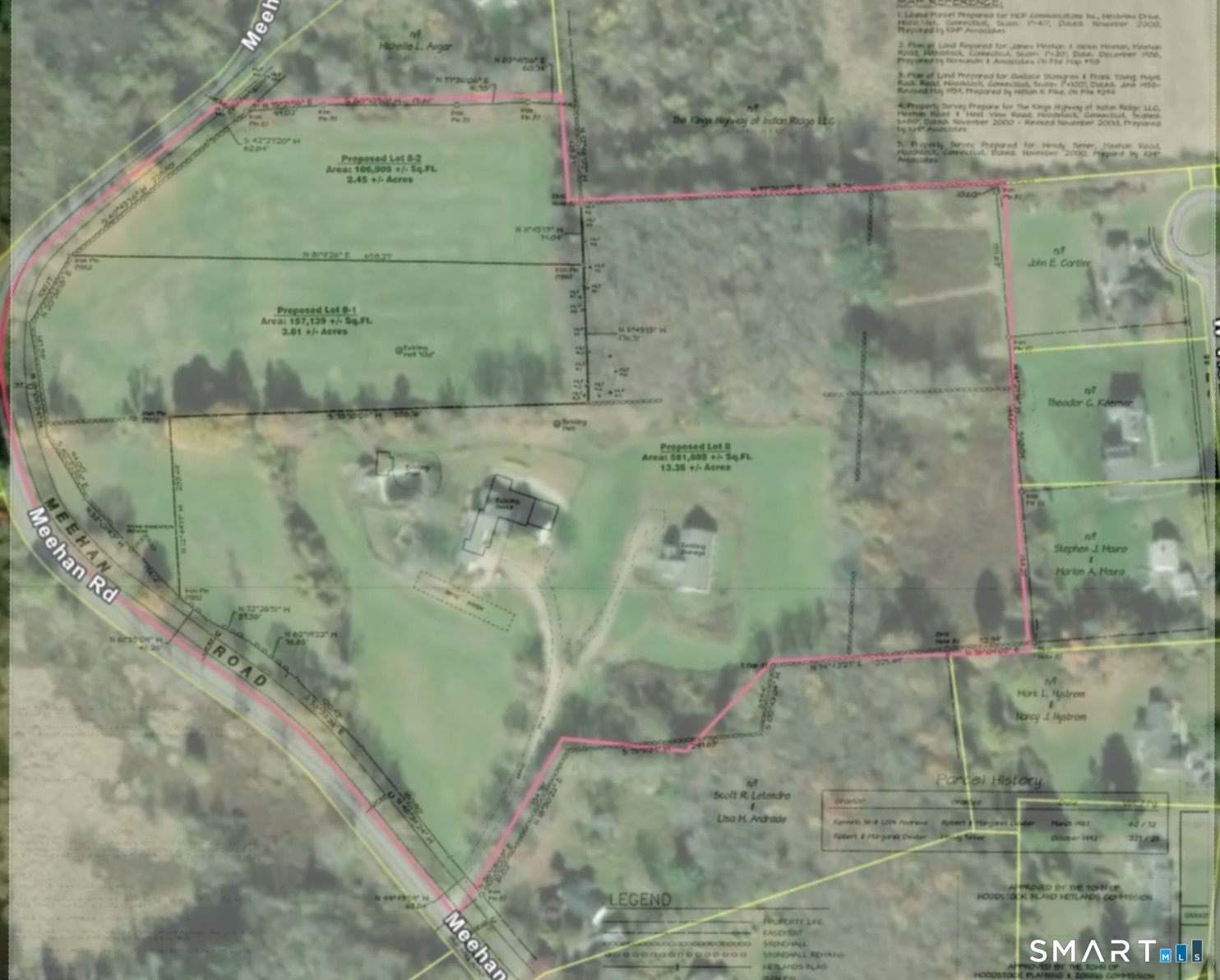 33 Meehan Road Woodstock, CT 06281 - Photo 32 of 39 Engineering map overlayed onto satellite photo of property.