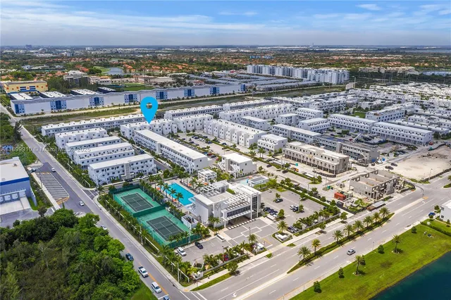 an aerial view of a city