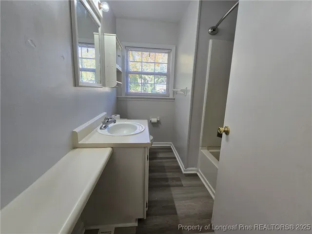 a bathroom with a bathtub