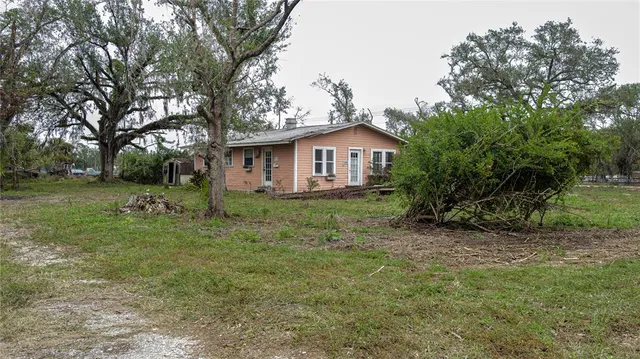 a view of a house with a yard and plants