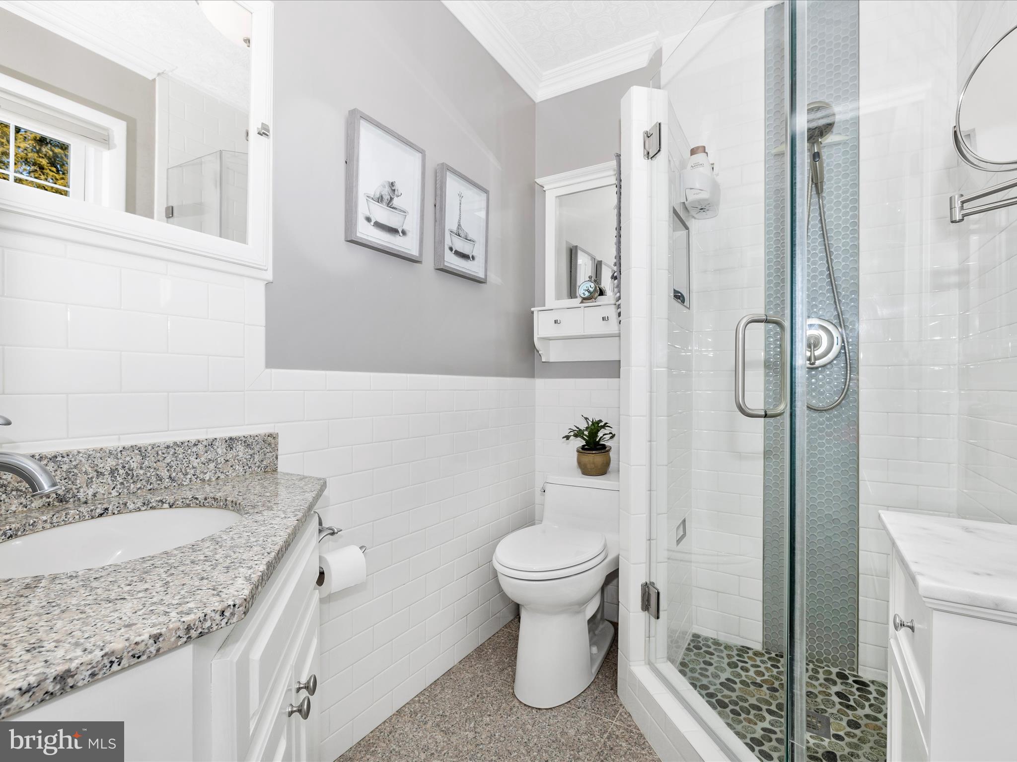 16 Kline Boulevard Frederick, MD 21701 - Photo 7 of 62 a bathroom with a granite countertop sink toilet and shower
