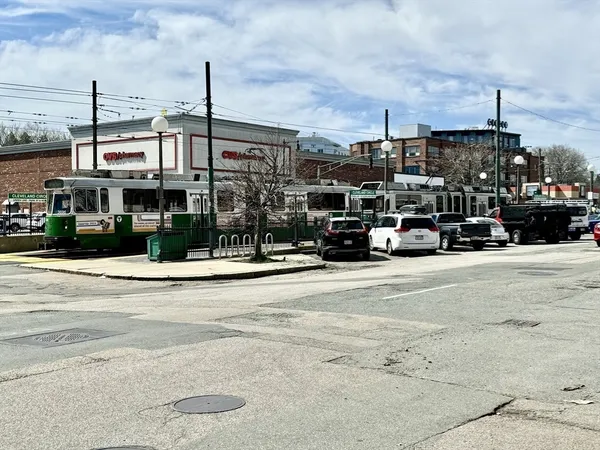 a car parked in front of a building