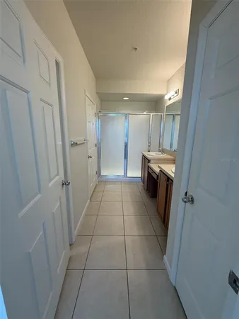 a view of a room with racks on the wall