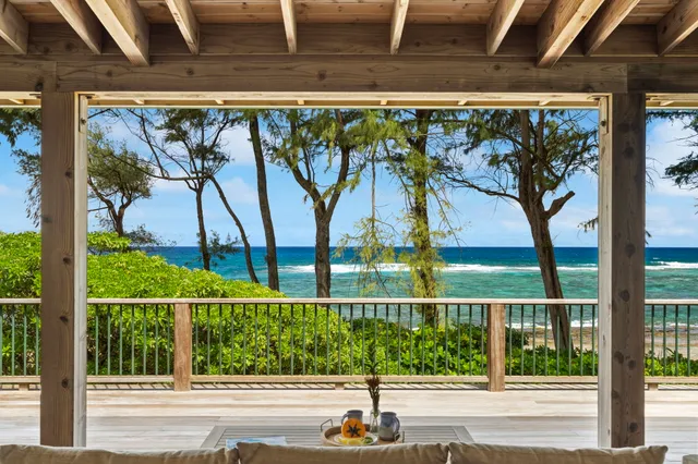 a view of a balcony with lake view