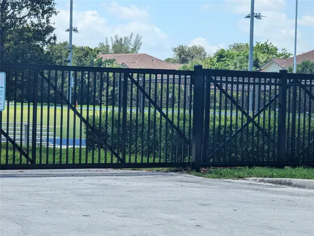 a view of a black gate