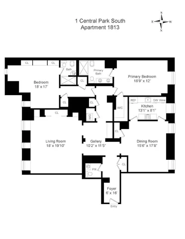 $6,800,000 | 1 Central Park South, Unit 1813 | Central Park South