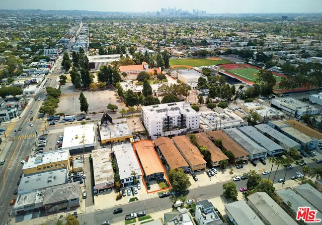 an aerial view of a city