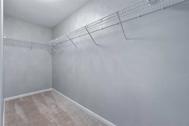 a view of a room with racks on the wall