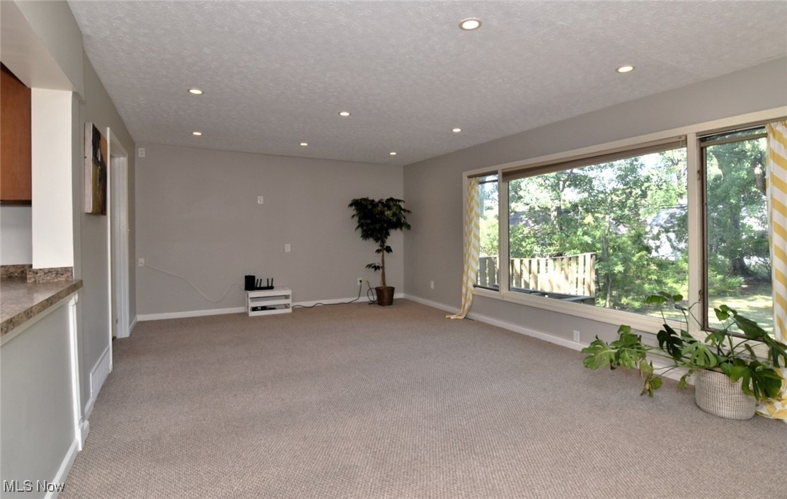 3679 Fenley Road Cleveland Heights, OH 44121 - Photo 18 of 45 Empty room with light colored carpet, recessed lighting, and a textured ceiling
