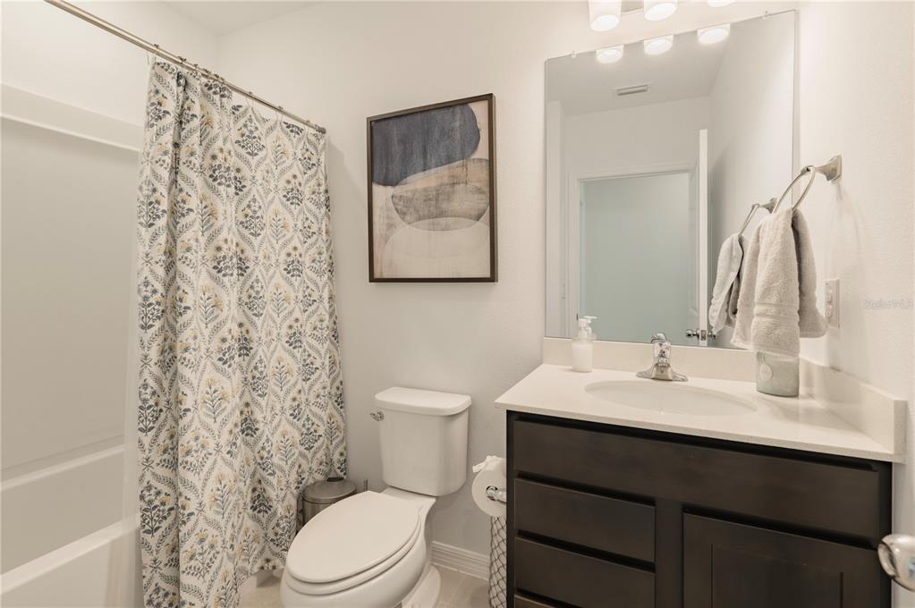 20864 Cherry River Road Land O' Lakes, FL 34638 - Photo 35 of 48 a bathroom with a sink vanity mirror and toilet
