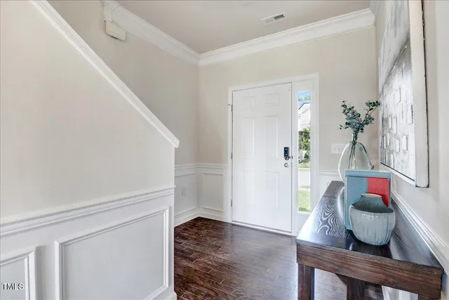 a balcony with wooden floor