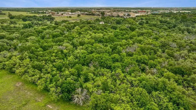 a view of a large yard with lots of green space