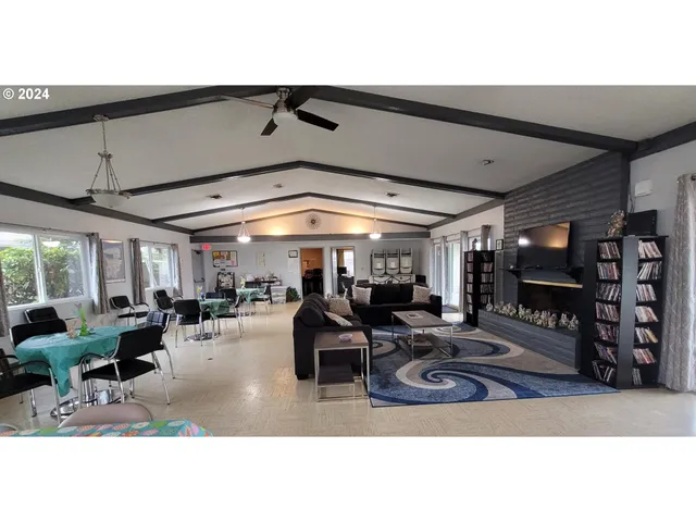 a view of a swimming pool with a patio