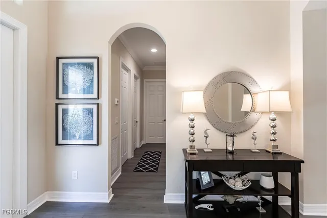 a view of a livingroom with furniture and wooden floor