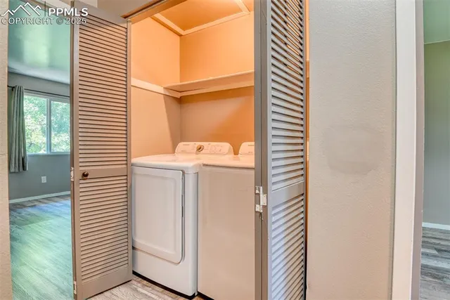 a utility room with a washer and dryer