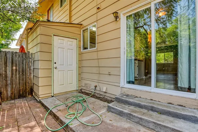 a house with a glass door