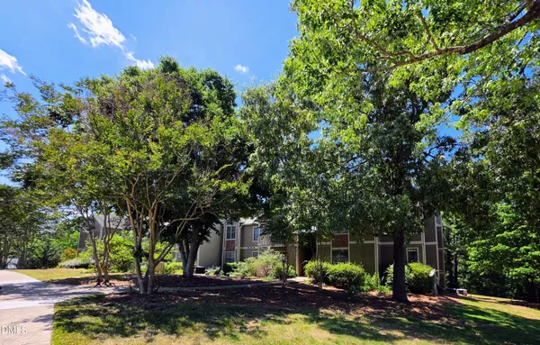 a view of a fountain in the yard