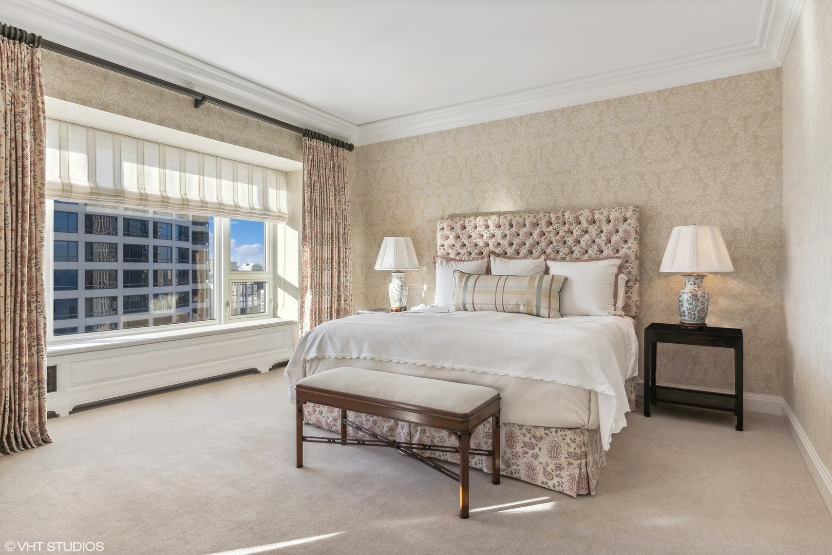 800 North Michigan Avenue, Unit 3501 Chicago, IL 60611 - Photo 40 of 57 a bed sitting in a bedroom next to a window